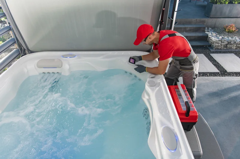 Hot tub maintenance and spa repair service.